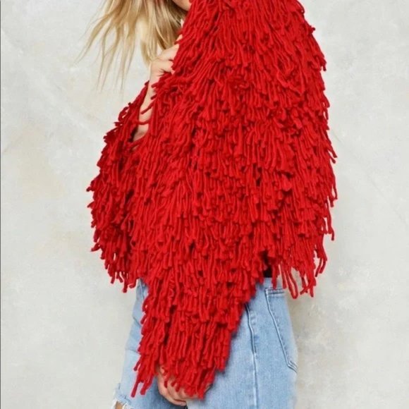 💥STUNNING💥 Bad Romance Shaggy Cardigan in Red - Picture 7 of 16